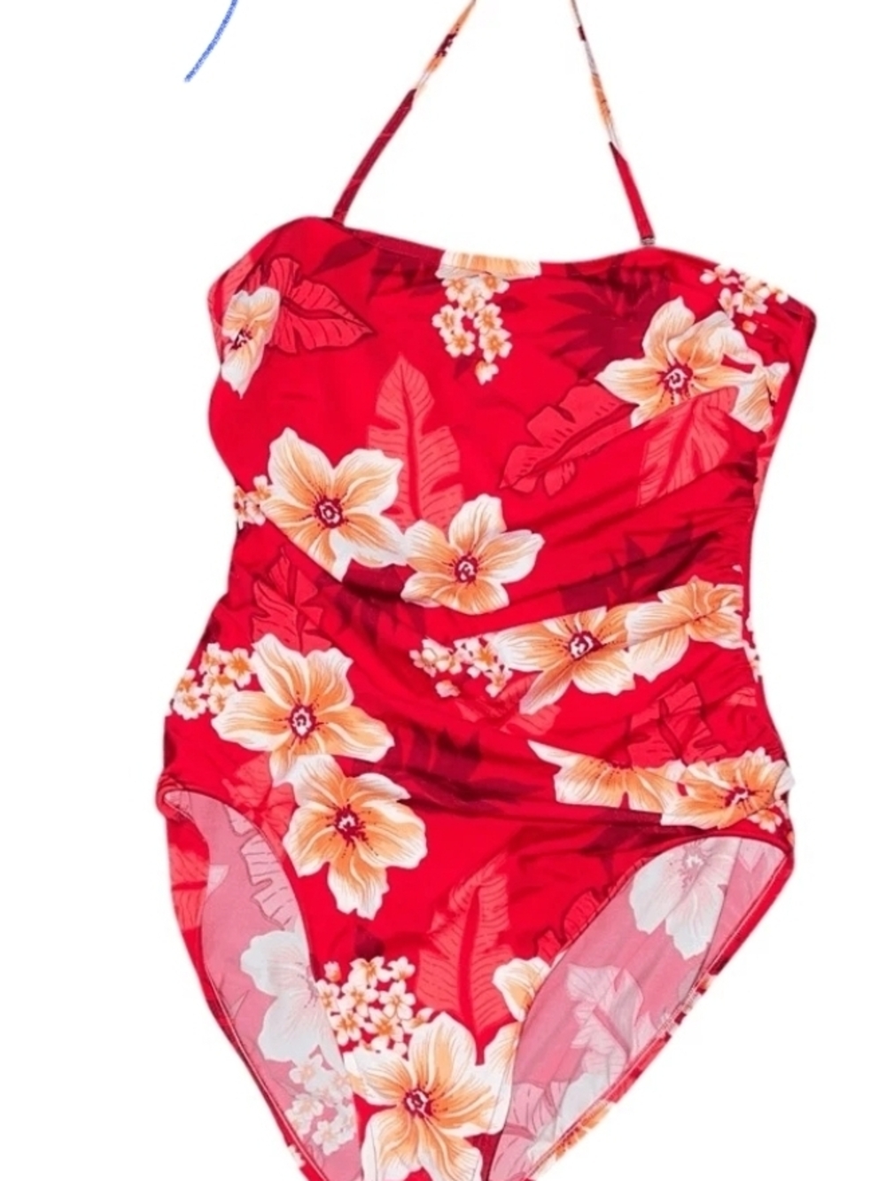 Jantzen Red Floral Halter Womens One-Piece Swimsuit Size 14